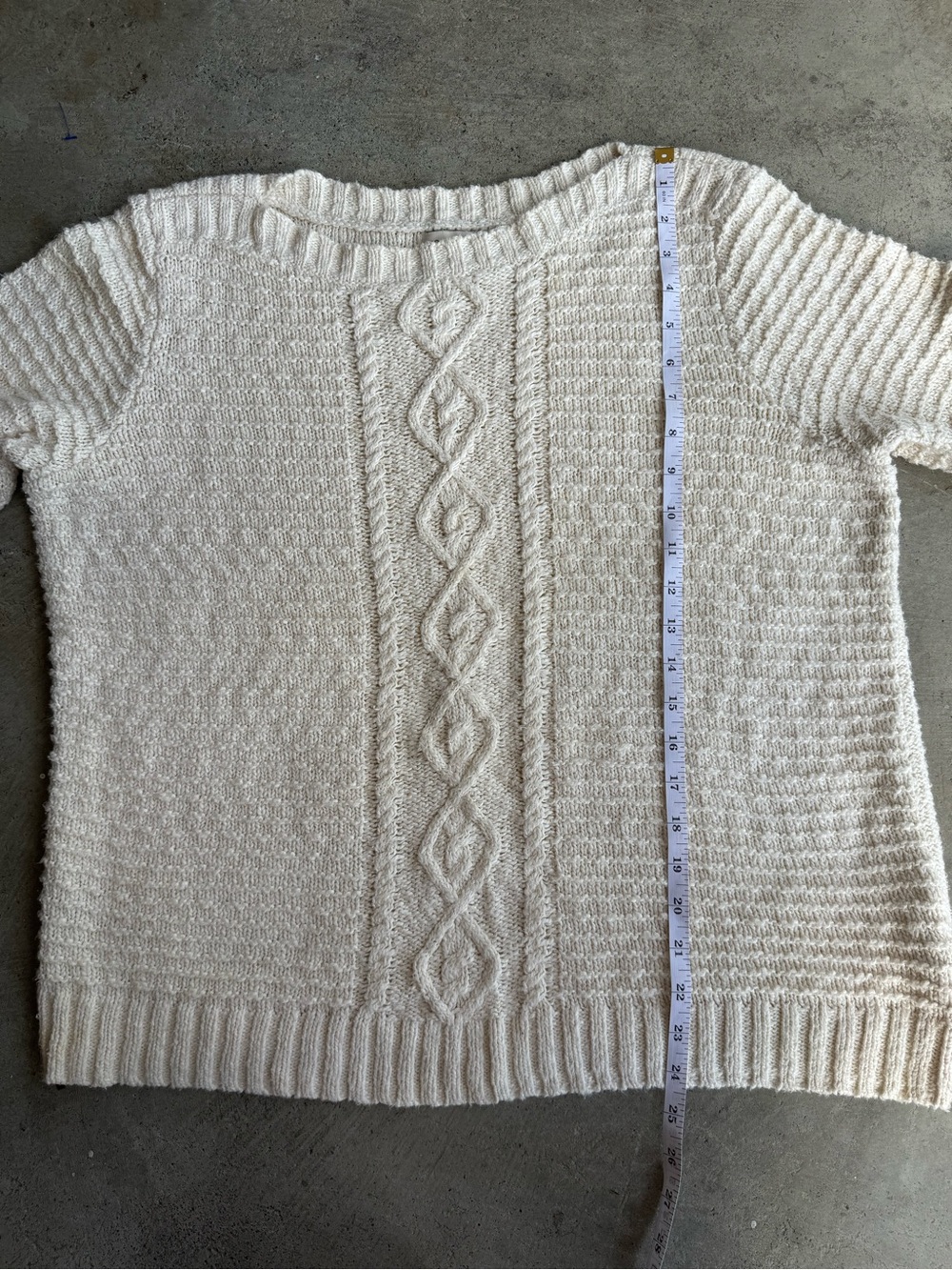 Jones New York Cream Cable-Front Crewneck Sweater XL Cotton Cottagecore Coastal - Picture 12 of 14